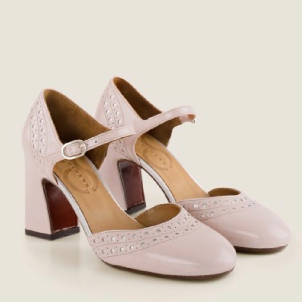 Chie Mihara Blush Pink Mary Janes Block Heels NWT elegant size EU 36